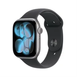 Apple Watch Series 11 space grey aluminium 46mm black sport band Size M/L