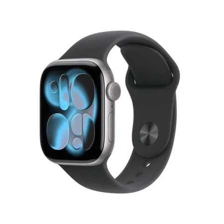 Apple Watch Series 11 space grey aluminium 42mm black sport band Size S/M