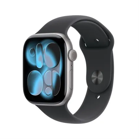 Apple Watch Series 11 space grey aluminium 46mm black sport band Size M/L